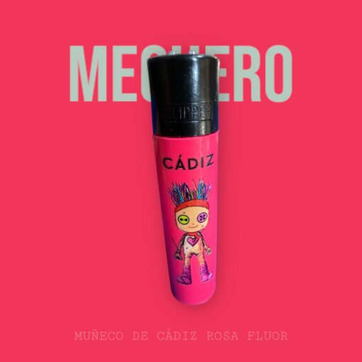 MECHERO DE CARNAVAL . MOD LOS MUÑECOS DE CADIZ ROSA FLUOR