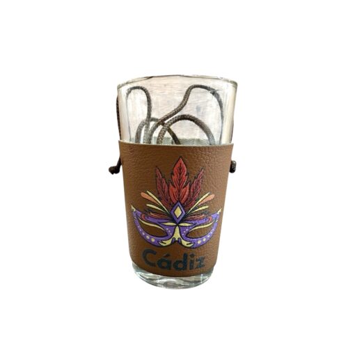 VASO DE CARNAVAL MASCARA. Marron Oscuro